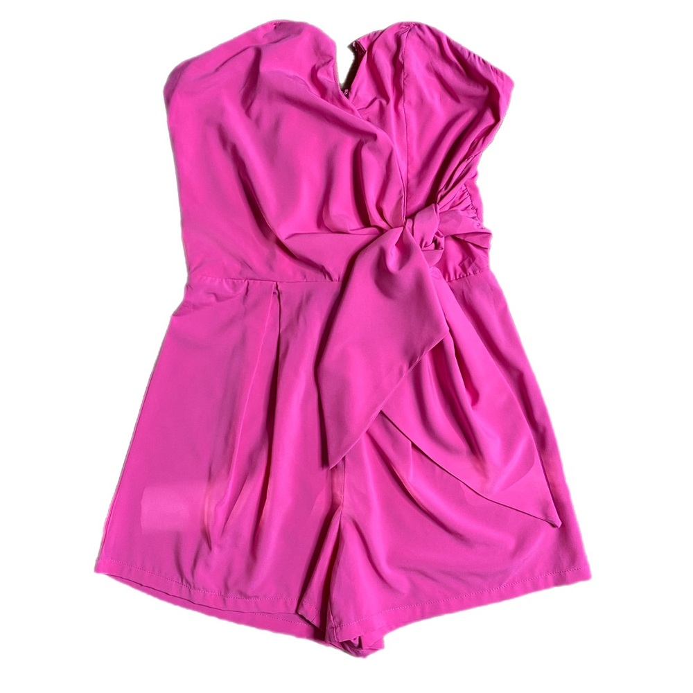 Pink strapless romper, size small